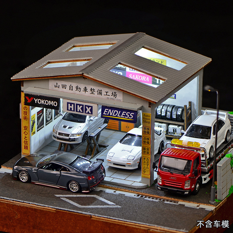 Model Kit Car - Kit Diorama Bengkel Perbaikan Mobil Skala