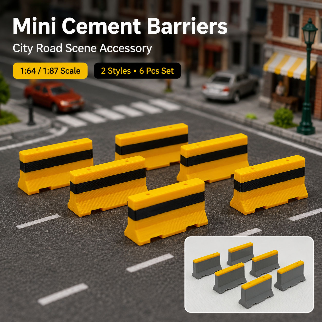 Model Kit Cement - 1:64 1:87 Penghalang Jalan Semen Mini
