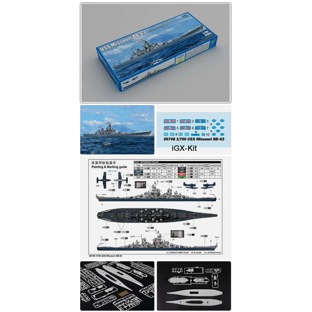 Model Kit Uss Missouri - Trumpeter 06748 1/700 Skala USS BB-63