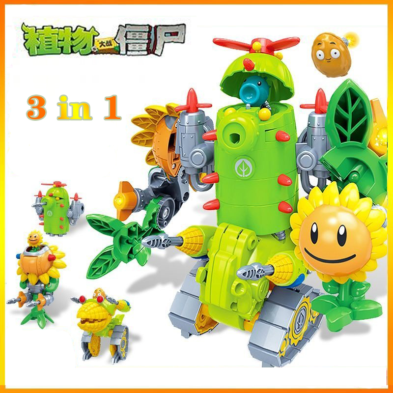 Model Kit Zombie - Set Figur Aksi Kombinasi Tanaman Vs.